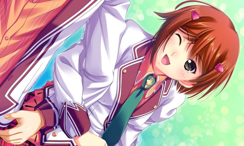 Anime Girl in School Uniform — White, Playful, School Uniform, Cat Ears