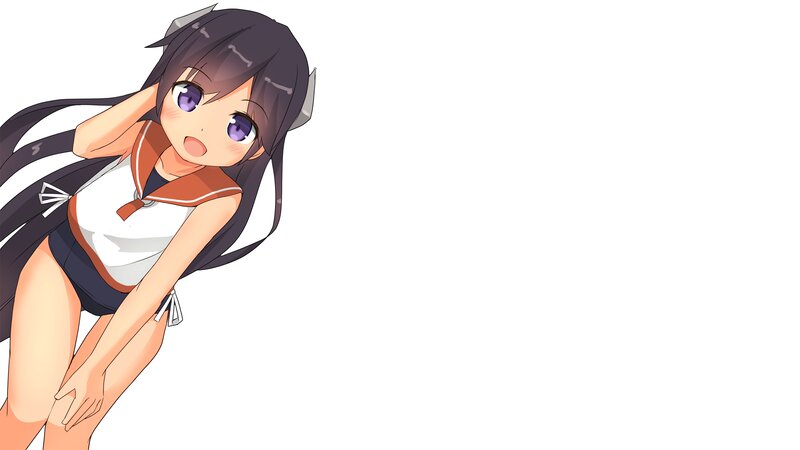 Anime Girl in School Uniform — White, Playful, School Uniform, Long Hair, Purple Eyes
