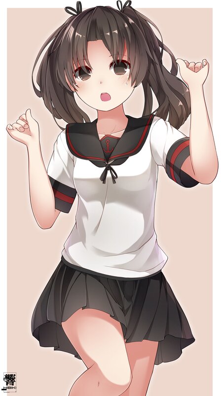 Anime Girl in School Uniform — White, Playful, School Uniform, Pigtails