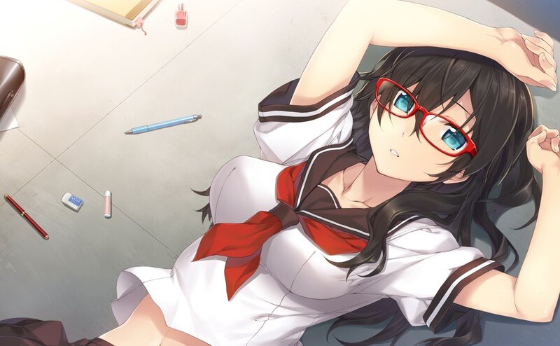 Anime Girl in School Uniform — White, Relaxed