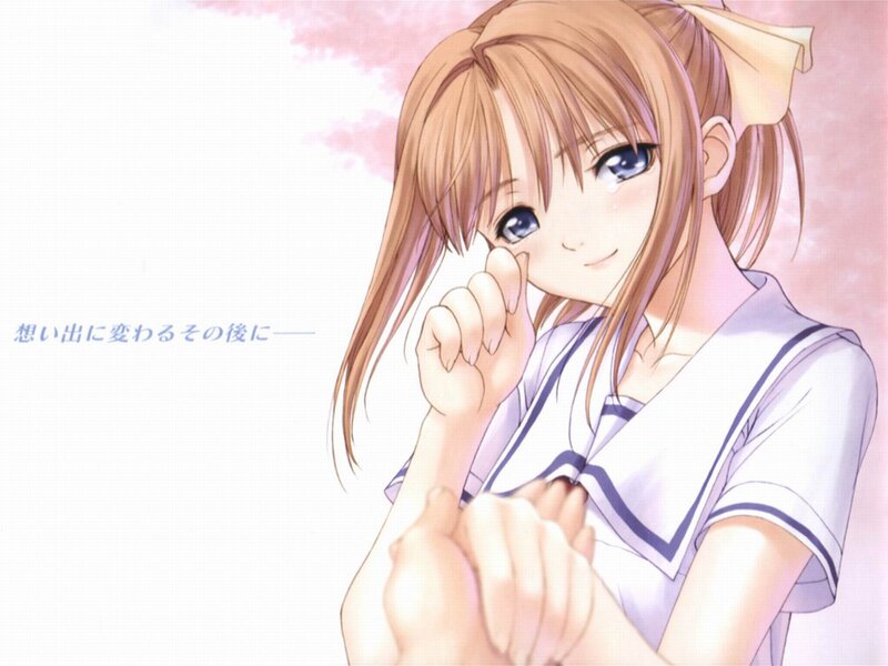 Anime Girl in School Uniform — White, Sentimental