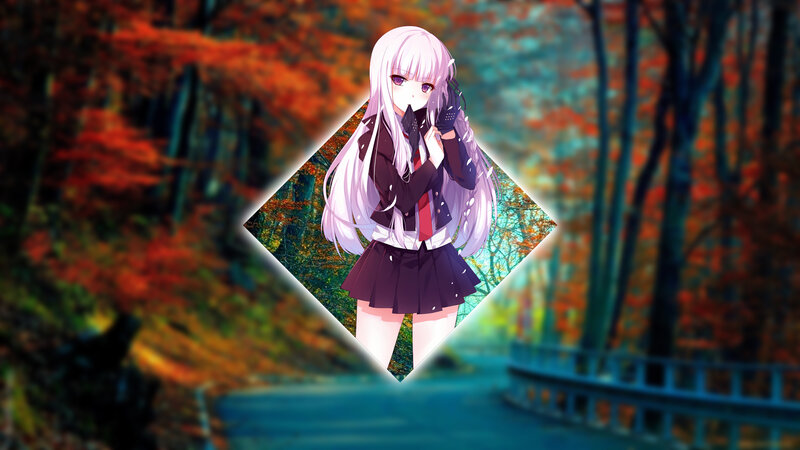 Anime Girl in School Uniform — White, Serene, Autumn, Digital Art