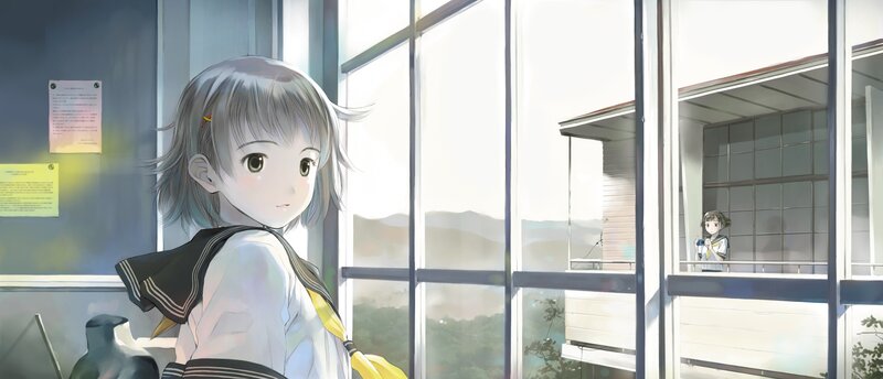 Anime Girl in School Uniform — White, Serene, Morning, School Uniform