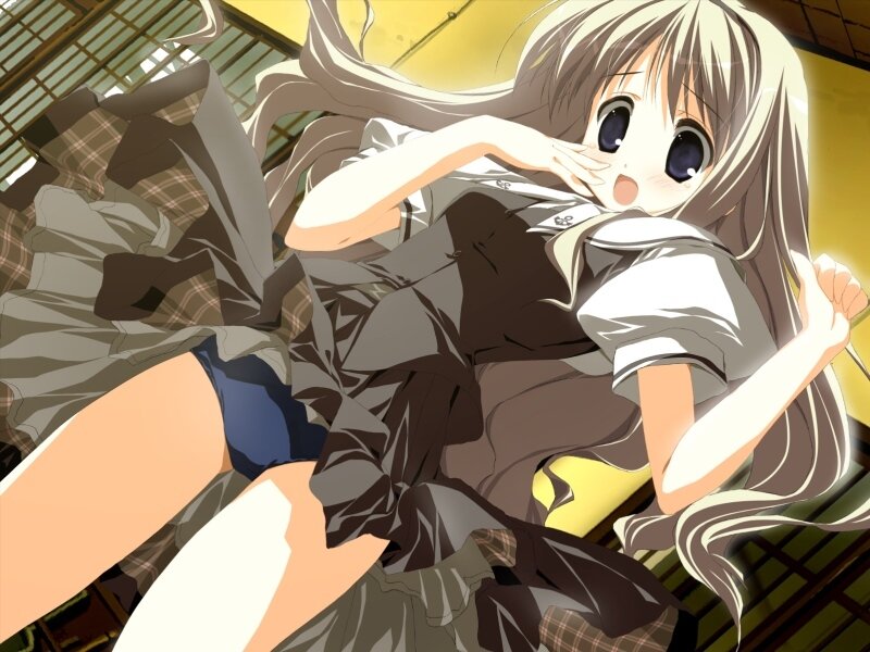Anime Girl in School Uniform — White, Surprised