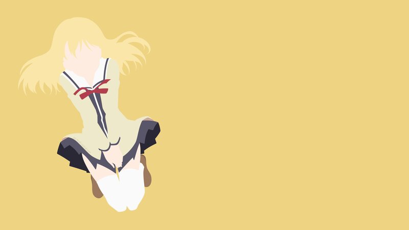 Anime Girl in School Uniform — Yellow, Calm, Minimalist