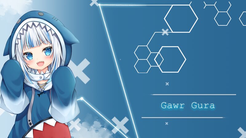 Anime Girl in Shark Hoodie — Blue