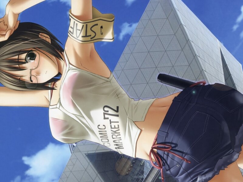 Anime Girl in Shorts — Blue
