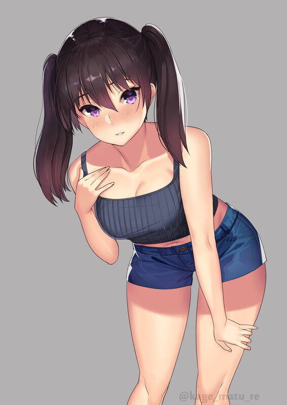 Anime Girl in Shorts — Gray