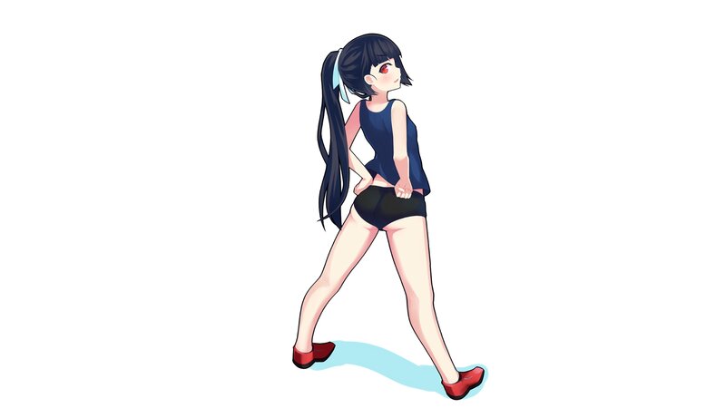 Anime Girl in Shorts — White