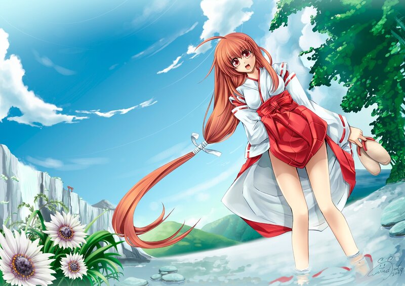 Anime girl in shrine attire