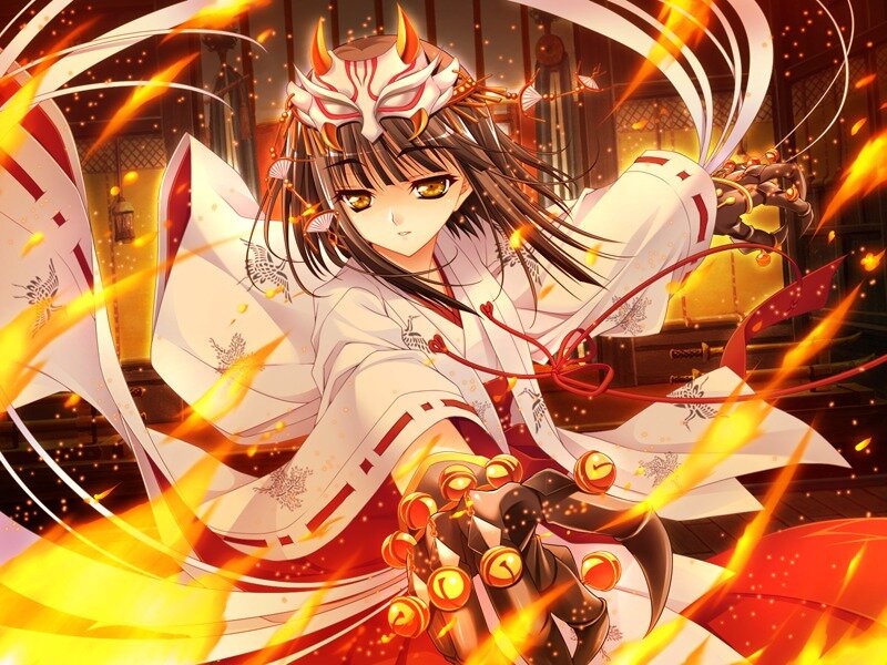 Anime Girl in Shrine Attire — Red