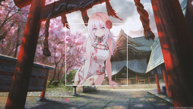 Anime Girl in Shrine — Pink