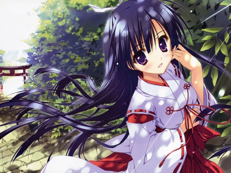Anime Girl in Shrine — White