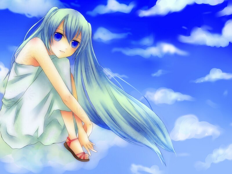 anime girl in sky