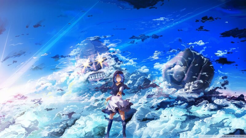 anime girl in sky battle