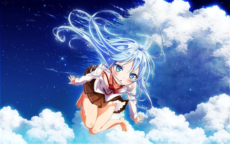 Anime Girl in Sky — Blue, Dreamy