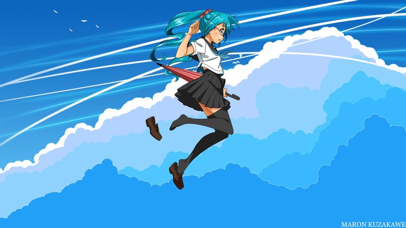 Anime Girl in Sky — Blue, Dynamic