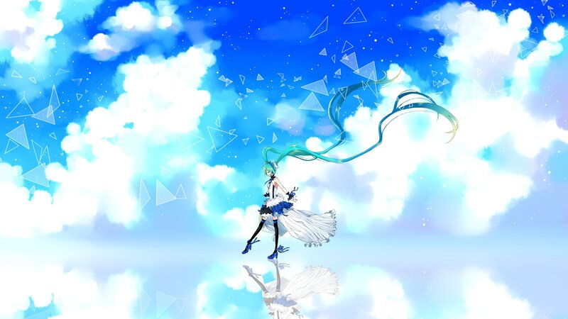 Anime Girl in Sky — Blue, Serene, Morning, Digital Art