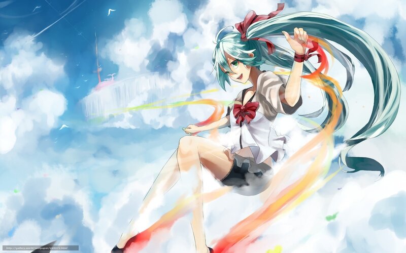 anime girl in sky