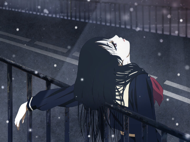 anime girl in snow
