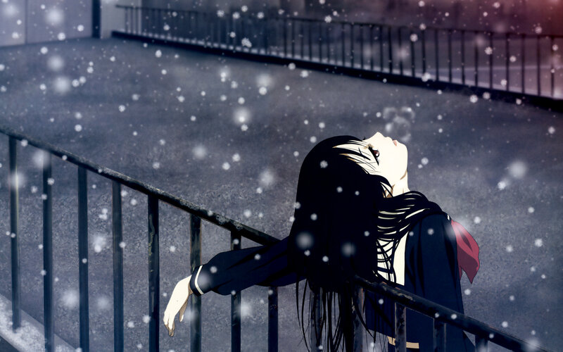 anime girl in snow