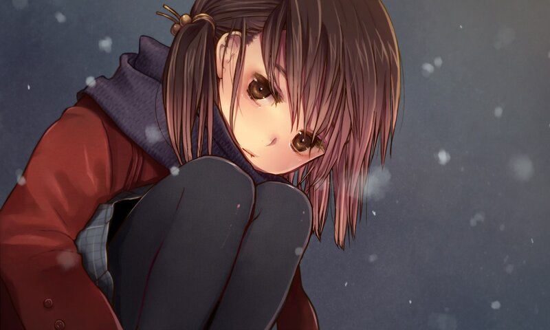 anime girl in snow