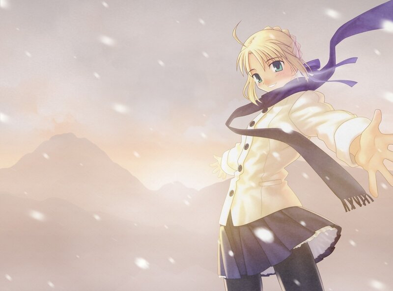 Anime girl in snow