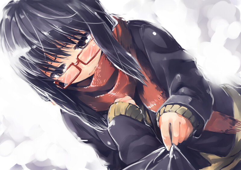 Anime Girl in Snow — Black, Dramatic