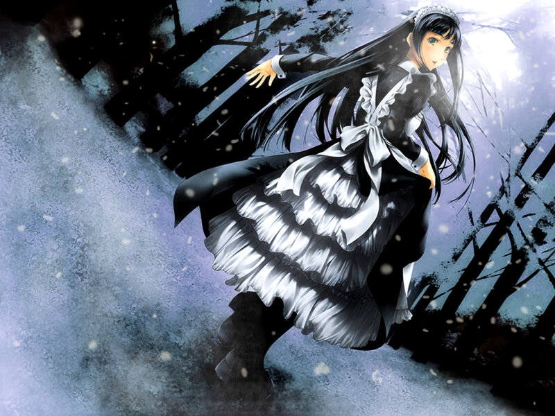Anime Girl in Snow — Black