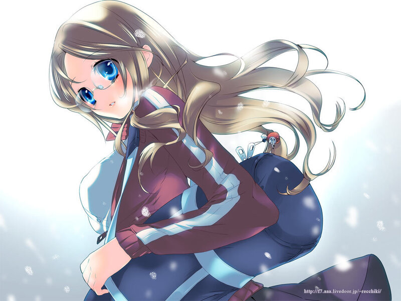 Anime Girl in Snow — Blue, Calm, Winter, Digital Art