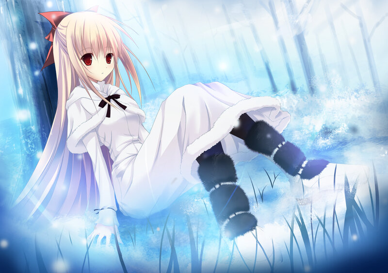 Anime Girl in Snow — Blue, Cold