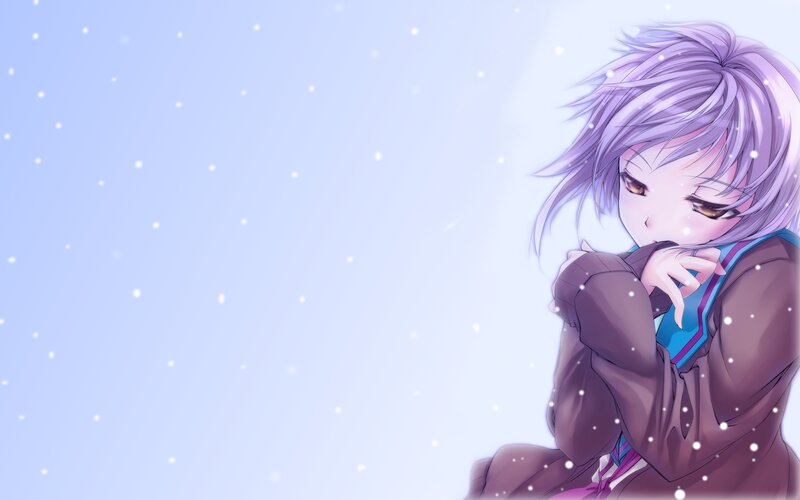Anime Girl in Snow — Blue, Cold, Winter, Coat