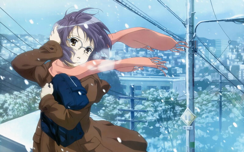 Anime Girl in Snow — Blue, Cold, Winter
