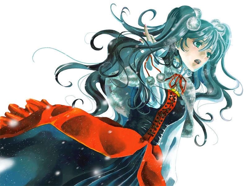 Anime Girl in Snow — Blue, Dramatic