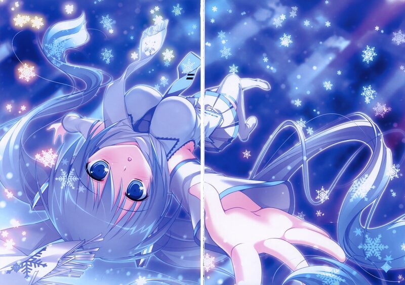 Anime Girl in Snow — Blue, Dreamy