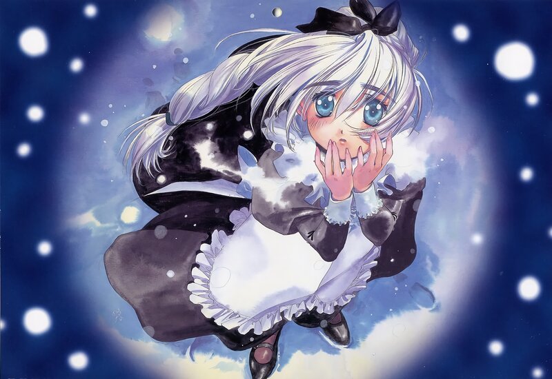 Anime Girl in Snow — Blue, Dreamy, Winter, Manga