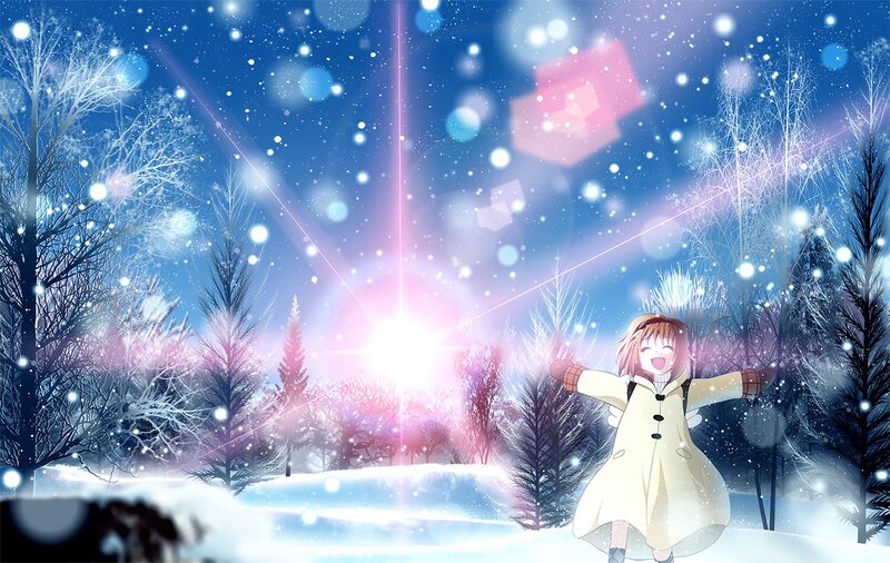 Anime Girl in Snow — Blue, Magical