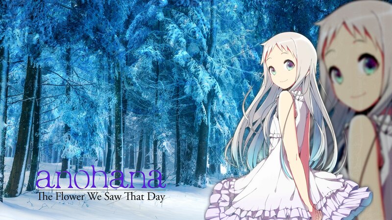 Anime Girl in Snow — Blue, Serene, Winter, Snowy Forest
