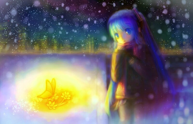 Anime Girl in Snow — Blue