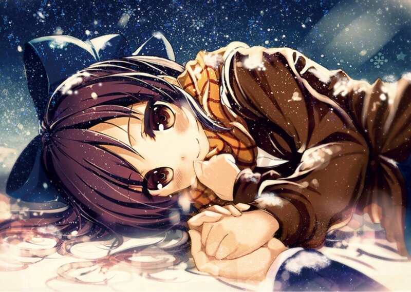 Anime Girl in Snow — Brown, Calm