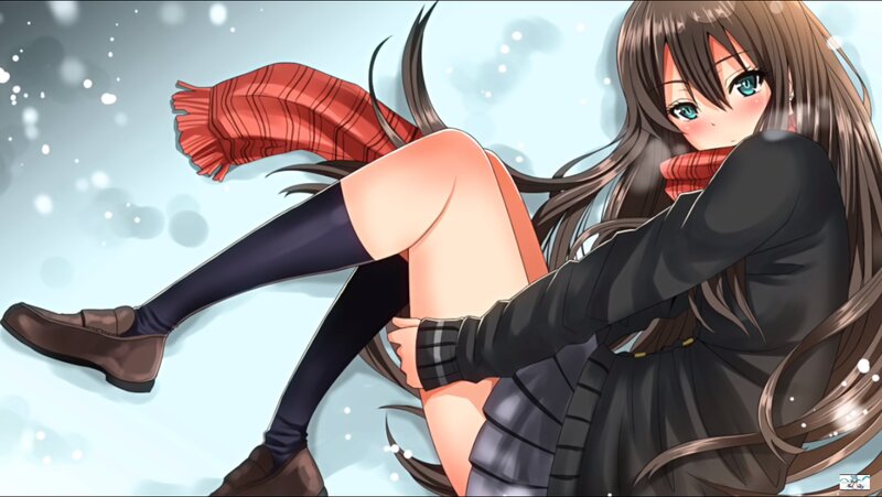 Anime Girl in Snow — Brown, Cold