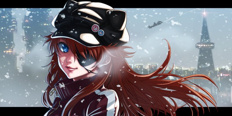 Anime Girl in Snow — Brown, Dramatic, Winter