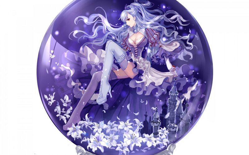 Anime Girl in Snow Globe — Purple
