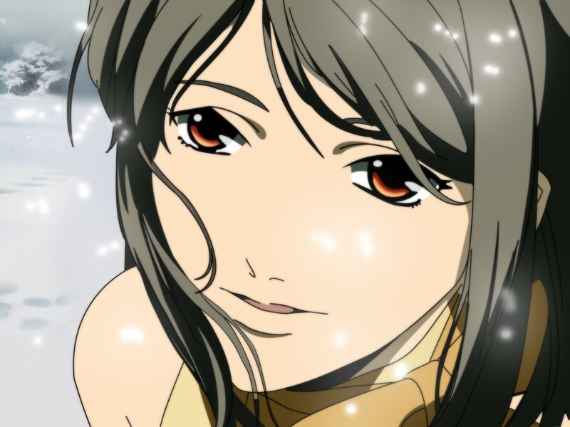Anime Girl in Snow — Gray, Calm, Winter, Eyes