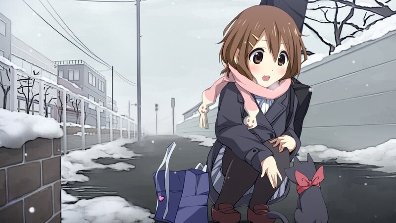 Anime Girl in Snow — Gray, Calm, Winter