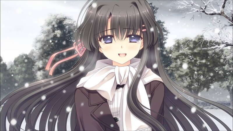 Anime Girl in Snow — Gray, Serene