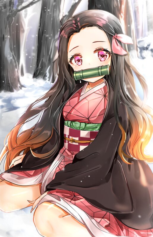 Anime Girl in Snow — Pink, Calm