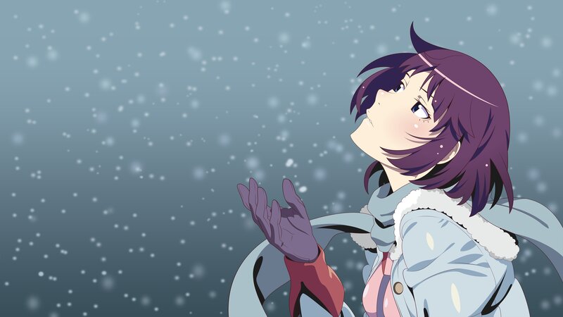 Anime Girl in Snow — Purple, Calm, Winter, Coat