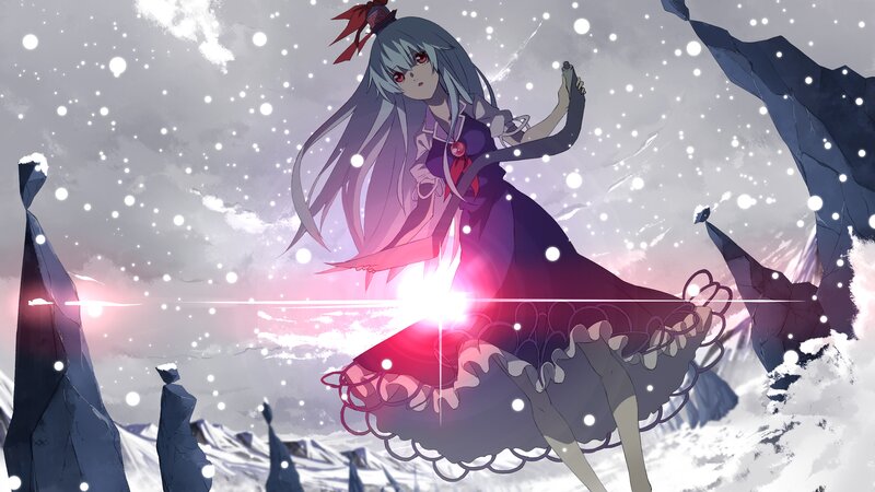 Anime Girl in Snow — Purple, Dramatic