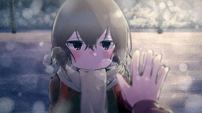 Anime Girl in Snow — Purple, Melancholic, Winter